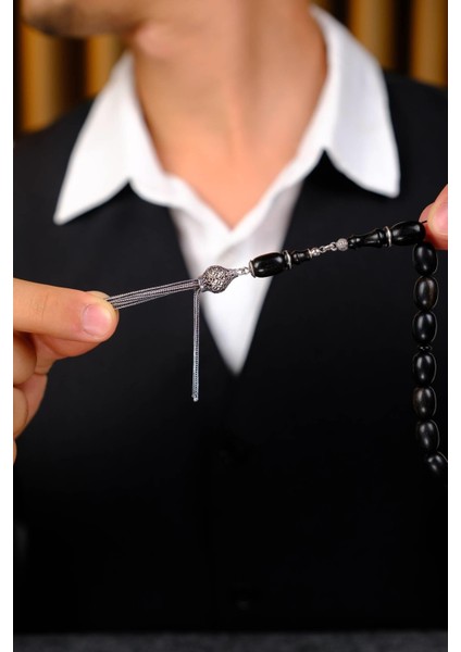 Şükrü Baba Efe Serisi Abanoz Maskot Gümüş Tasarım Tesbih modelleri