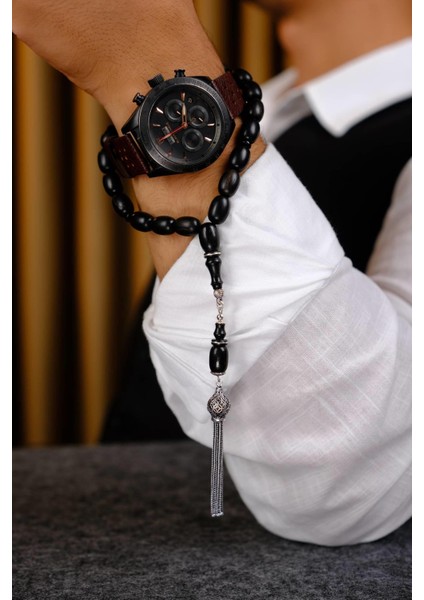 Şükrü Baba Efe Serisi Abanoz Maskot Gümüş Tasarım Tesbih fırsatları