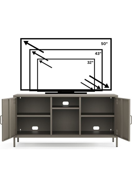 Pera Tv Ünitesi, Tv Dolabı,2 Kapaklı, Açık Raflı 130,50 x 40 x 64,50 cm fırsatları