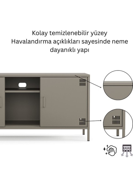Pera Tv Ünitesi, Tv Dolabı,2 Kapaklı, Açık Raflı 130,50 x 40 x 64,50 cm