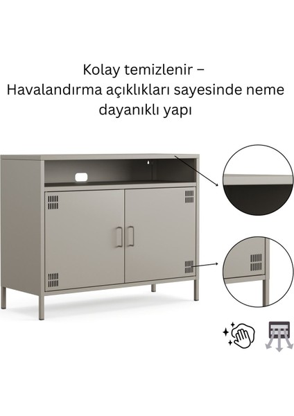 Pera Tv Ünitesi, Tv Dolabı,2 Kapaklı, Açık Raflı 100,50 x 40 x 79,50 cm