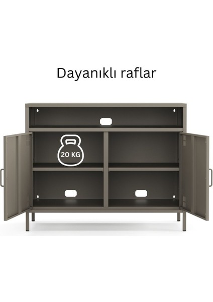 Pera Tv Ünitesi, Tv Dolabı,2 Kapaklı, Açık Raflı 100,50 x 40 x 79,50 cm