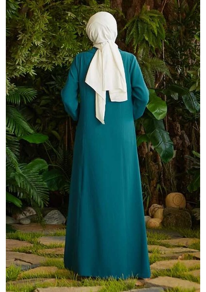 6541-KREP Yan Fermuarlı Ferace Petrol