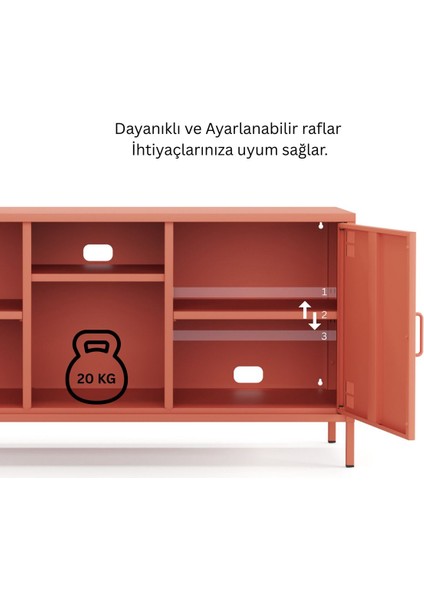 Tv Ünitesi, Tv Dolabı,2 Kapaklı, Açık Raflı 130,50 x 40 x 64,50 cm
