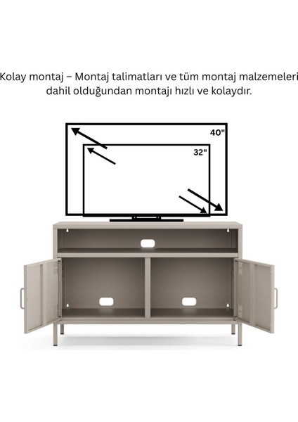 Pera Tv Ünitesi, Tv Dolabı,2 Kapaklı, Açık Raflı 100,50 x 40 x 64,50 cm fırsatları