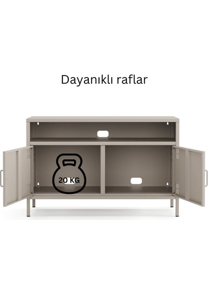 Pera Tv Ünitesi, Tv Dolabı,2 Kapaklı, Açık Raflı 100,50 x 40 x 64,50 cm