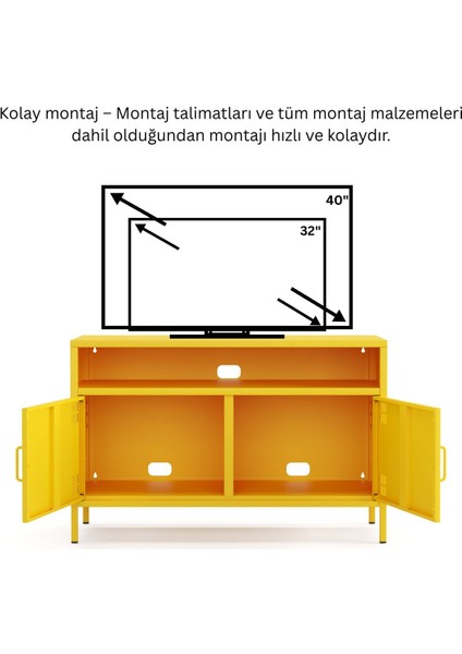Pera Tv Ünitesi, Tv Dolabı,2 Kapaklı, Açık Raflı 100,50 x 40 x 64,50 cm fırsatları