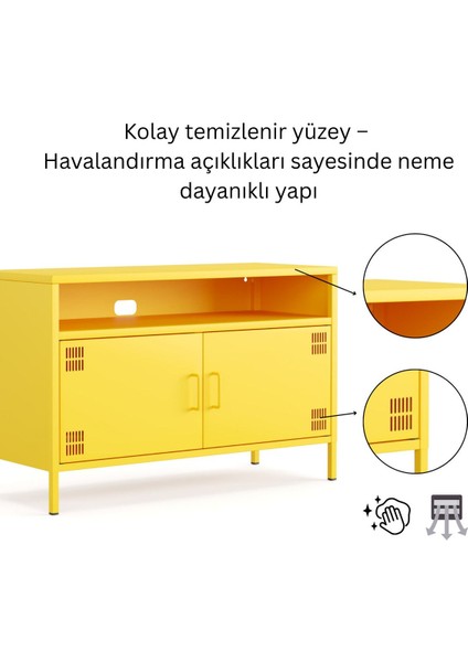 Pera Tv Ünitesi, Tv Dolabı,2 Kapaklı, Açık Raflı 100,50 x 40 x 64,50 cm