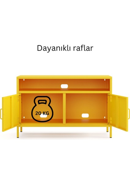 Pera Tv Ünitesi, Tv Dolabı,2 Kapaklı, Açık Raflı 100,50 x 40 x 64,50 cm