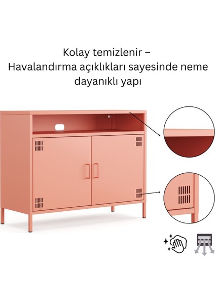 Pera Tv Ünitesi, Tv Dolabı,2 Kapaklı, Açık Raflı 100,50 x 40 x 79,50 cm
