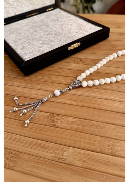 Sedef Doğal Taş Gümüş Tasarım Tesbih fiyatları