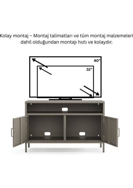 Pera Tv Ünitesi, Tv Dolabı,2 Kapaklı, Açık Raflı 100,50 x 40 x 64,50 cm fırsatları