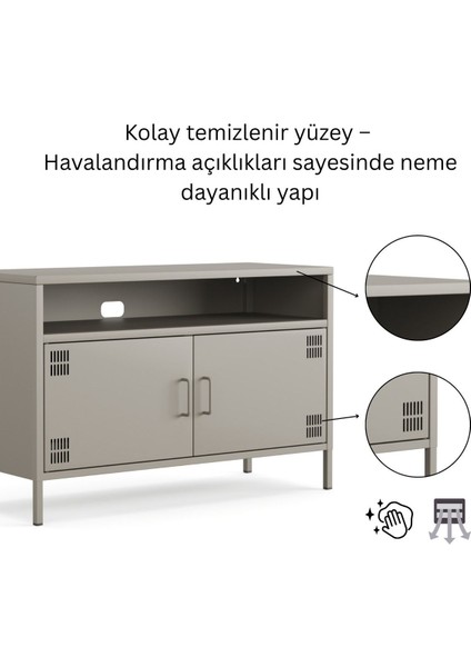 Pera Tv Ünitesi, Tv Dolabı,2 Kapaklı, Açık Raflı 100,50 x 40 x 64,50 cm