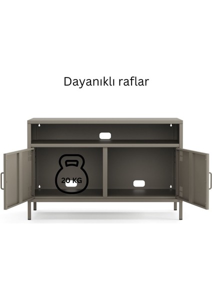 Pera Tv Ünitesi, Tv Dolabı,2 Kapaklı, Açık Raflı 100,50 x 40 x 64,50 cm