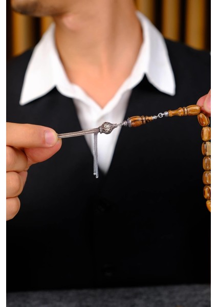 Şükrü Baba Efe Serisi Kokulu Öd Ağacı Maskot Gümüş Tasarım Tesbih modelleri