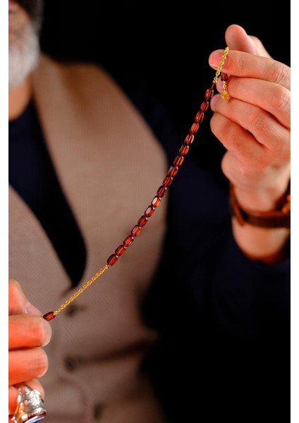 14 Ayar Altın Tasarımlı Rus Damla Kehribar Zaza Tesbih (Amber), (مسبحة قطرة كهريبار)