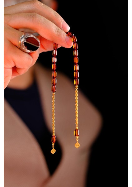 14 Ayar Altın Tasarımlı Rus Damla Kehribar Zaza Tesbih (Amber), (مسبحة قطرة كهريبار) fiyatları