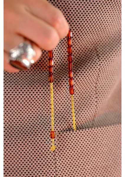 14 Ayar Altın Tasarımlı Rus Damla Kehribar Zaza Tesbih (Amber), (مسبحة قطرة كهريبار) modelleri