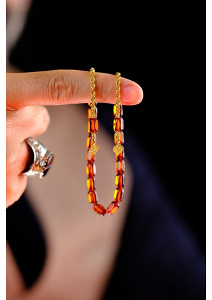 14 Ayar Altın Tasarımlı Rus Damla Kehribar Zaza Tesbih (Amber), (مسبحة قطرة كهريبار) indirimleri