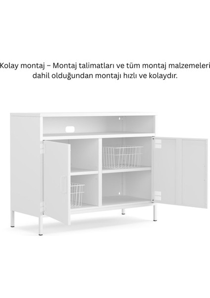 Pera Tv Ünitesi, Tv Dolabı,2 Kapaklı, Açık Raflı 100,50 x 40 x 79,50 cm