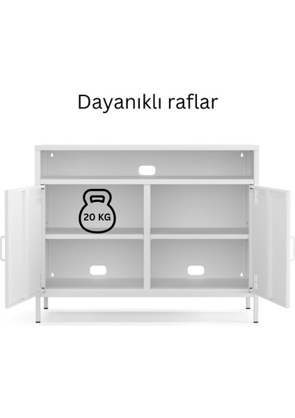Pera Tv Ünitesi, Tv Dolabı,2 Kapaklı, Açık Raflı 100,50 x 40 x 79,50 cm