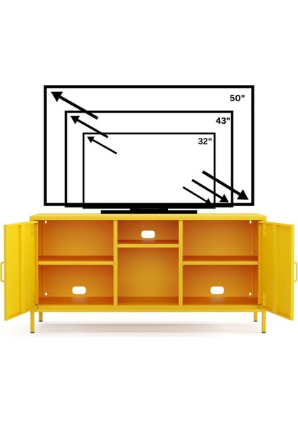 Pera Tv Ünitesi, Tv Dolabı,2 Kapaklı, Açık Raflı 130,50 x 40 x 64,50 cm fırsatları