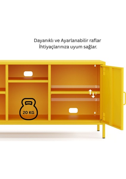 Pera Tv Ünitesi, Tv Dolabı,2 Kapaklı, Açık Raflı 130,50 x 40 x 64,50 cm