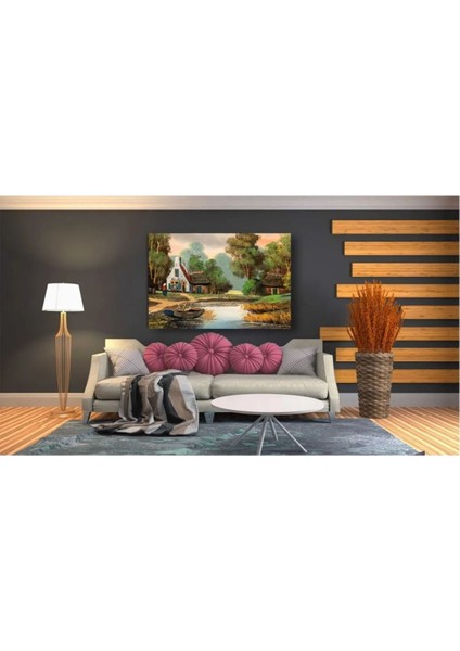 Renkli Nehir ve Orman Manzaralı Kanvas Tablo, Doğa Severler Için Güzel Dekorasyon. fiyatları