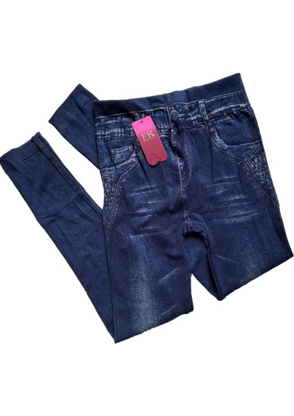 Kadın Lacivert Kot Görünümlü Likralı Tayt indirimleri