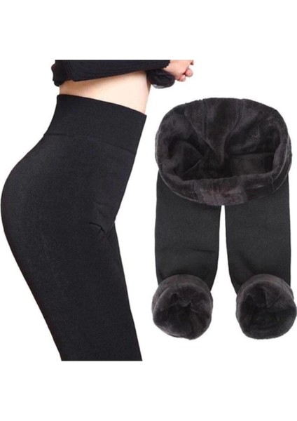 Kışlık Sıcak Tutan Termal Peluş Tayt Içlik Siyah Panduf modelleri
