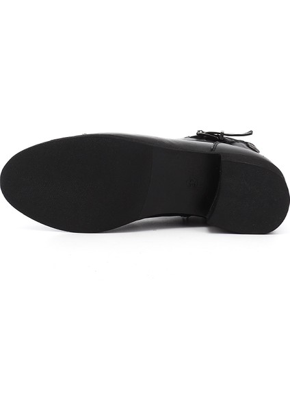 Kadın Siyah Fermuarlı Kalın Topuklu Hakiki Deri Postal Bot fırsatları