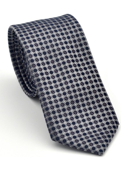 Füme Karışık Desenli Gri Dokuma Kumaş Mendilli Slim Fit Kravat // SDK-2502-4