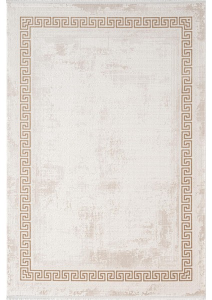 Cotto Cool CL004S Çerçeveli Desen Krem Akrilik Pamuk Tabanlı Salon Koridor Oturma Yatak Odası Halısı fiyatları