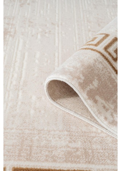 Cotto Cool CL004S Çerçeveli Desen Krem Akrilik Pamuk Tabanlı Salon Koridor Oturma Yatak Odası Halısı modelleri