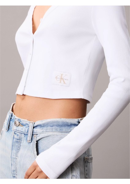 Ck LV047C204G Ls Woven Label 2x2 Baby Rıb Card Kadın Bluz fırsatları