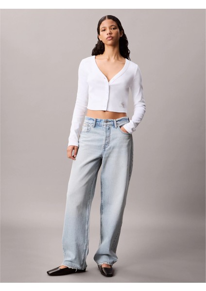 Ck LV047C204G Ls Woven Label 2x2 Baby Rıb Card Kadın Bluz indirimleri