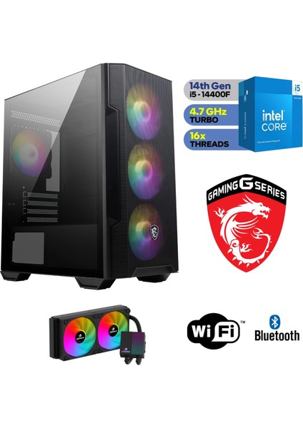 Msı-Şafak-Gaming Pc-Ekran Kartsız– Intel I5 14400F– 32GB-64GB Ddr5 Ram-1tb M.2 Ssd-Sıvı Sogutmalı - Windows 11 Pro