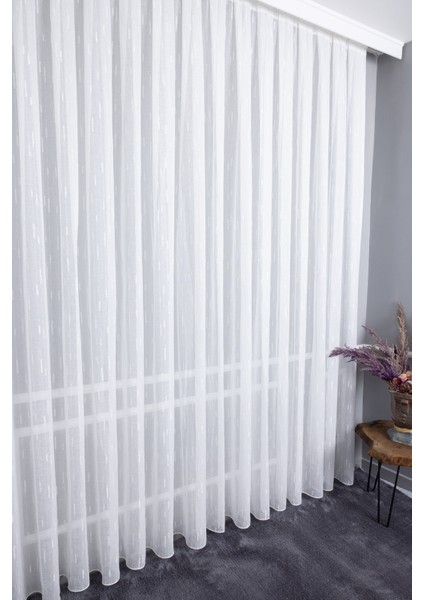 Keten Moroccan Ekru 1/2.5 Normal Pileli Ütü İstemez Kırışmaz Yeni Sezon Salon Oda Tül Perdesi