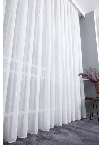 Keten Moroccan Ekru 1/2.5 Normal Pileli Ütü İstemez Kırışmaz Yeni Sezon Salon Oda Tül Perdesi