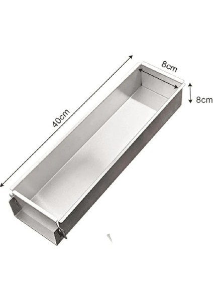 Çelik Önü Kızaklı Kek Brownie Tiramisu Pasta Kalıbı 40X8X8 cm Ölçülerinde