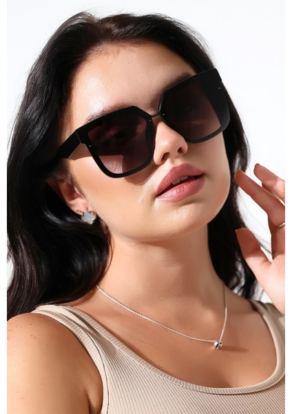 Kadın Siyah Oversize UV400 Güneş Gözlüğü 23016 C2 Degrade