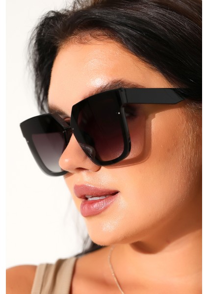 Kadın Siyah Oversize UV400 Güneş Gözlüğü 23016 C2 Degrade fiyatları