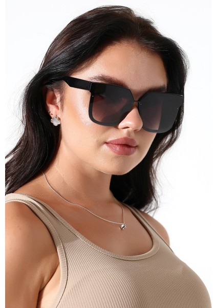Kadın Siyah Oversize UV400 Güneş Gözlüğü 23016 C2 Degrade fırsatları
