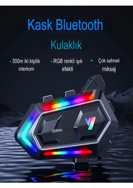 Y2-Max Ipx6 Su Geçirmez Rgb Bluetooth 5.3 Kask Kulaklığı – Intercom & Gürültü Engelleme Özellikli modelleri