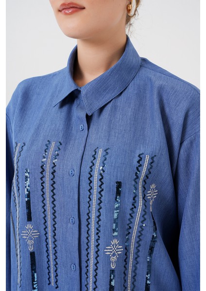 Desenli Tunik Pantolon Ikili Takım 6720 - Indigo indirimleri