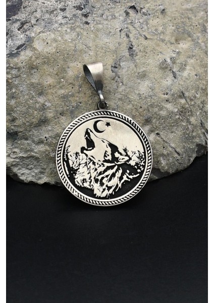 Kolye Ucu Ay Yıldızlı - Ay Yıldız - Kurt 925 Ayar Gümüş 902152