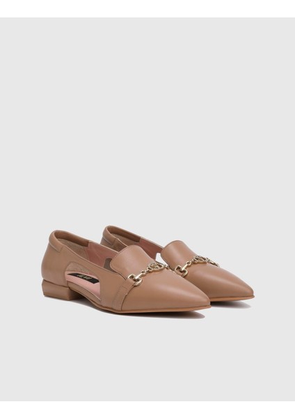 Hanna Hakiki Deri Vizon Kadın Loafer