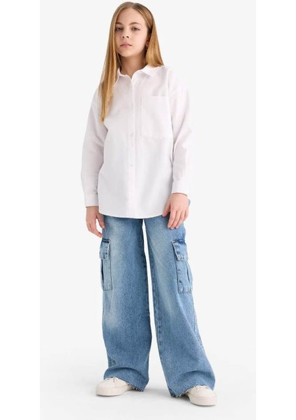 Oversize Oxford Uzun Kollu Okul Beyaz Kız Çocuk Gömlek C7482A8/WT34 fiyatları