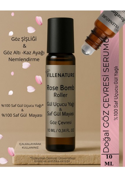 Rose Bomb Göz Çevresi Serumu 10 Ml, Saf Gül Yağı ve Saf Gül Mayası