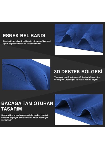 Likralı 5'li Kutu Premium Uzun Paçalı Erkek Boxer Shadowline modelleri